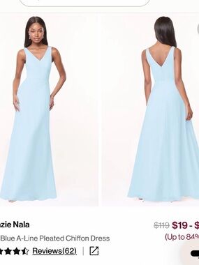 Azazie Light Blue V-Neck Chiffon Maxi Dress